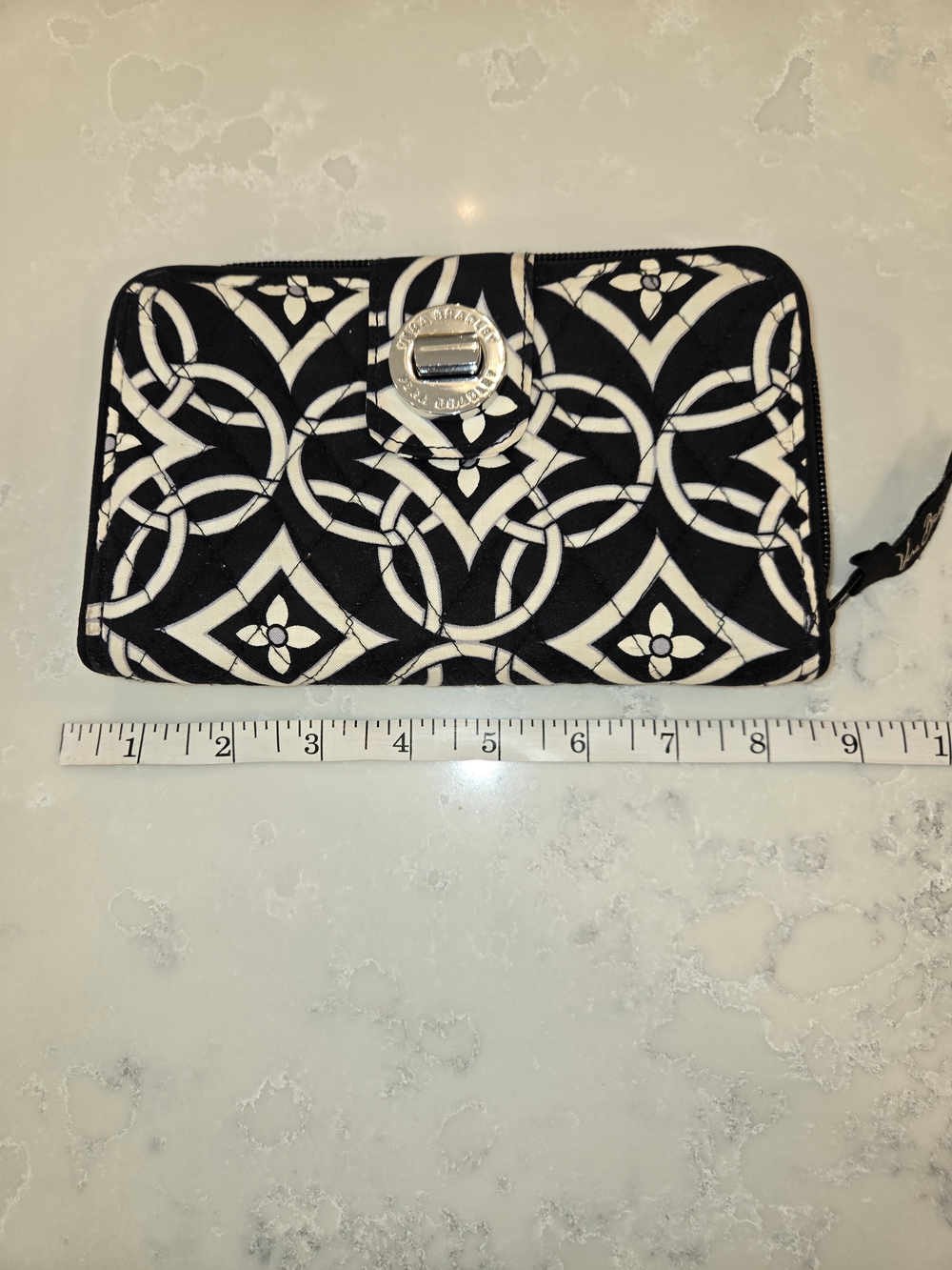 Vera Bradley Quilted Black & White Pattern Zip Wallet